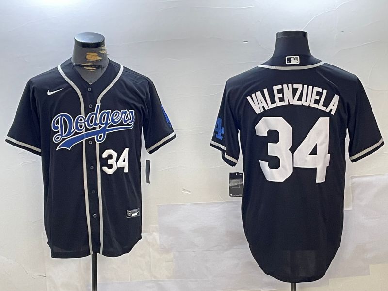 Men Los Angeles Dodgers #34 Valenzuela Black Game 2024 Nike MLB Jersey style 1029->los angeles dodgers->MLB Jersey